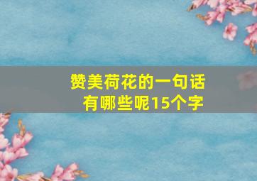 赞美荷花的一句话有哪些呢15个字