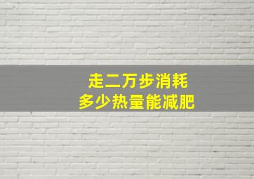 走二万步消耗多少热量能减肥