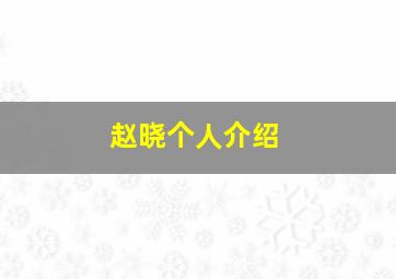 赵晓个人介绍