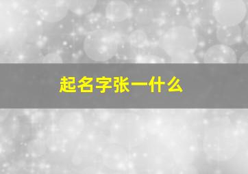 起名字张一什么