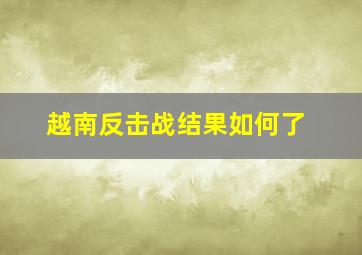 越南反击战结果如何了