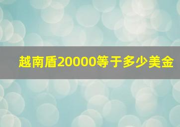 越南盾20000等于多少美金