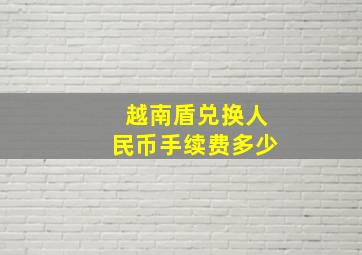 越南盾兑换人民币手续费多少