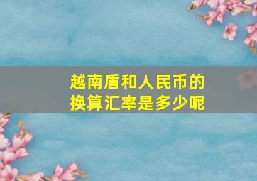 越南盾和人民币的换算汇率是多少呢