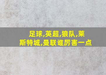 足球,英超,狼队,莱斯特城,曼联谁厉害一点