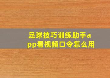 足球技巧训练助手app看视频口令怎么用