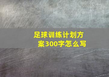 足球训练计划方案300字怎么写