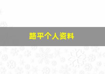 路平个人资料