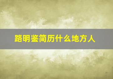 路明鉴简历什么地方人