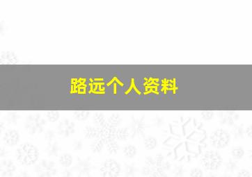 路远个人资料