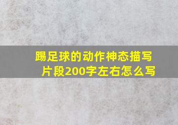 踢足球的动作神态描写片段200字左右怎么写