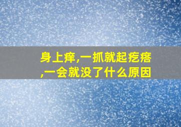 身上痒,一抓就起疙瘩,一会就没了什么原因