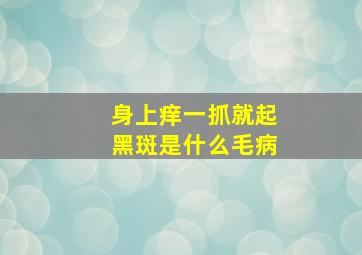 身上痒一抓就起黑斑是什么毛病