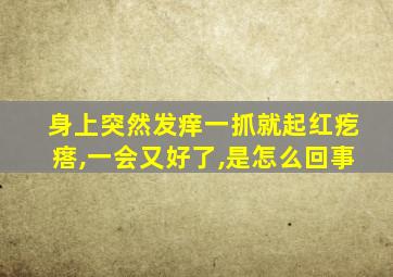 身上突然发痒一抓就起红疙瘩,一会又好了,是怎么回事