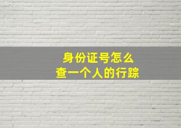 身份证号怎么查一个人的行踪