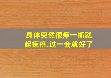 身体突然很痒一抓就起疙瘩.过一会就好了