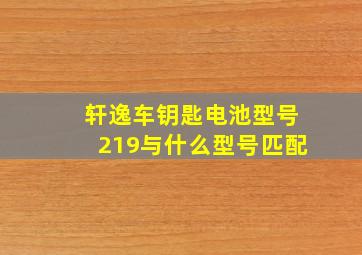 轩逸车钥匙电池型号219与什么型号匹配