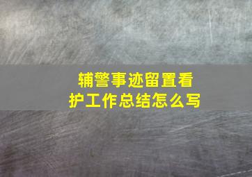 辅警事迹留置看护工作总结怎么写