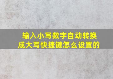 输入小写数字自动转换成大写快捷键怎么设置的