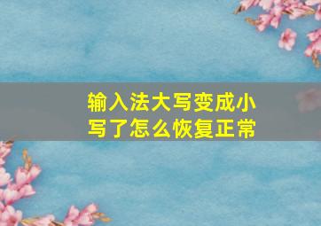 输入法大写变成小写了怎么恢复正常