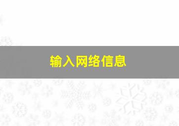 输入网络信息