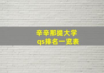 辛辛那提大学qs排名一览表