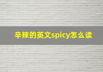 辛辣的英文spicy怎么读