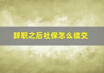 辞职之后社保怎么续交