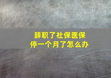 辞职了社保医保停一个月了怎么办