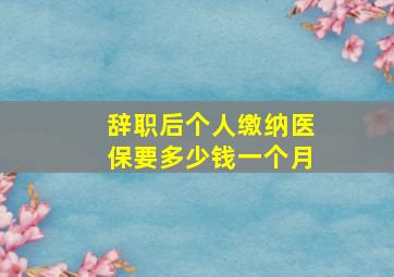 辞职后个人缴纳医保要多少钱一个月