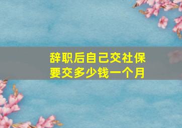 辞职后自己交社保要交多少钱一个月