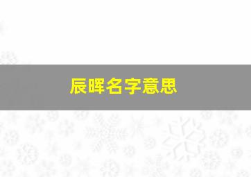 辰晖名字意思