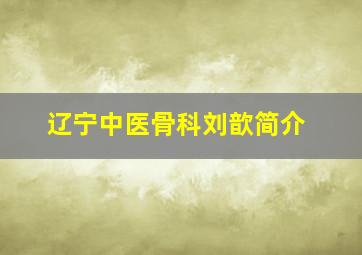 辽宁中医骨科刘歆简介