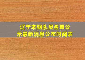 辽宁本钢队员名单公示最新消息公布时间表