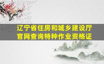 辽宁省住房和城乡建设厅官网查询特种作业资格证