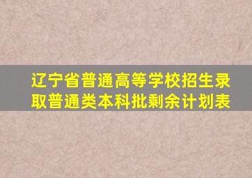 辽宁省普通高等学校招生录取普通类本科批剩余计划表