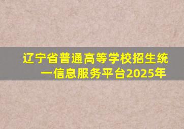 辽宁省普通高等学校招生统一信息服务平台2025年