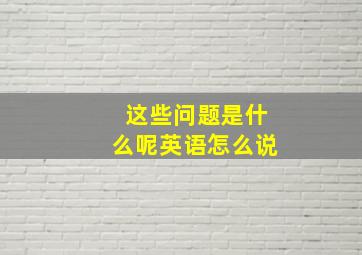 这些问题是什么呢英语怎么说