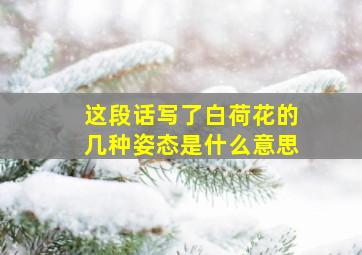 这段话写了白荷花的几种姿态是什么意思