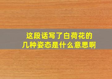 这段话写了白荷花的几种姿态是什么意思啊