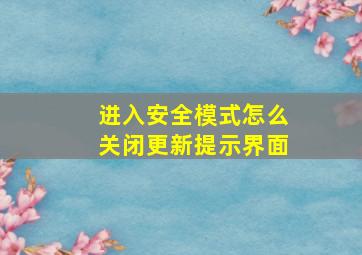 进入安全模式怎么关闭更新提示界面