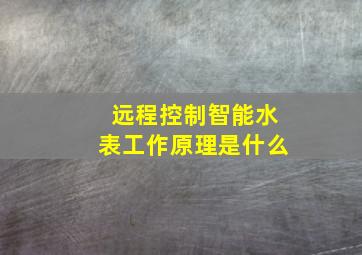 远程控制智能水表工作原理是什么