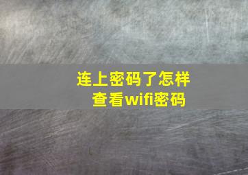 连上密码了怎样查看wifi密码