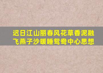 迟日江山丽春风花草香泥融飞燕子沙暖睡鸳鸯中心思想