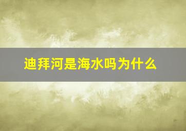 迪拜河是海水吗为什么