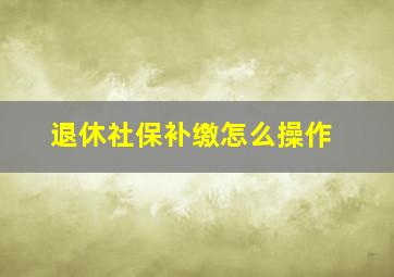 退休社保补缴怎么操作