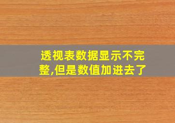 透视表数据显示不完整,但是数值加进去了