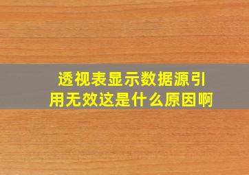 透视表显示数据源引用无效这是什么原因啊