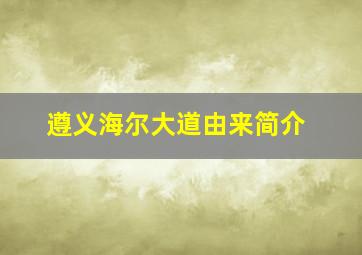 遵义海尔大道由来简介