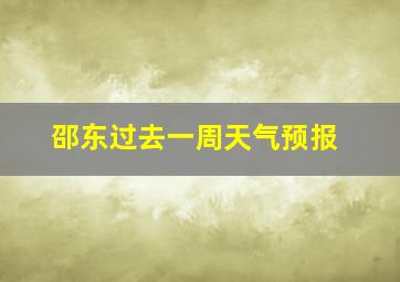 邵东过去一周天气预报